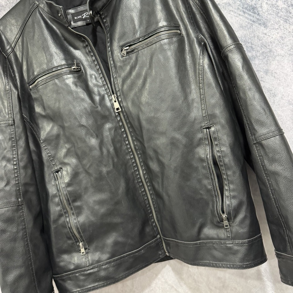 Black Rivet Mens Faux Leather Moto Biker Jacket Black Size M BK5AU163